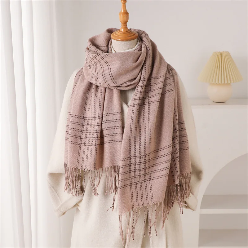 Woven Scarf Blanket - Winter sjaal met franjes voor dames,