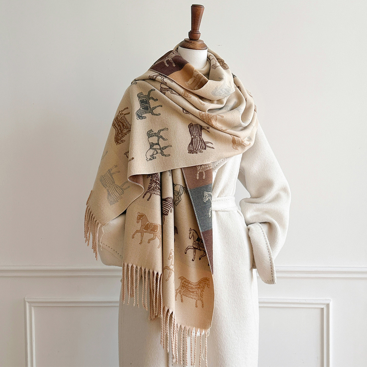 Winter Sjaal Dames Luxe Paarde - Woven Scarf Blanket recensie en prijs