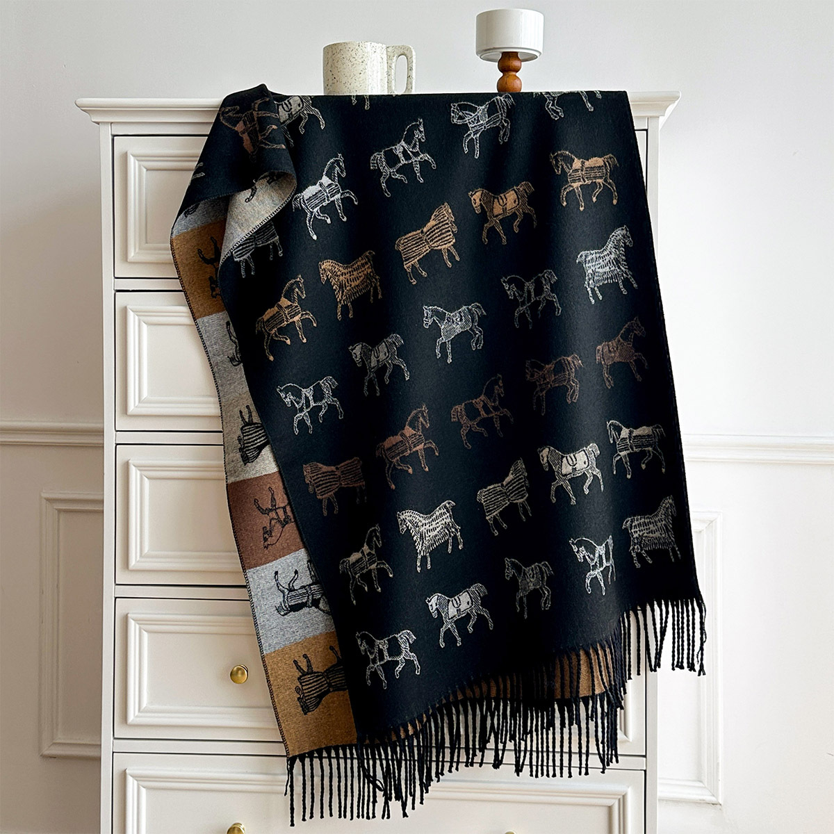 Winter Sjaal Dames Luxe Paarde - Woven Scarf Blanket recensie en prijs